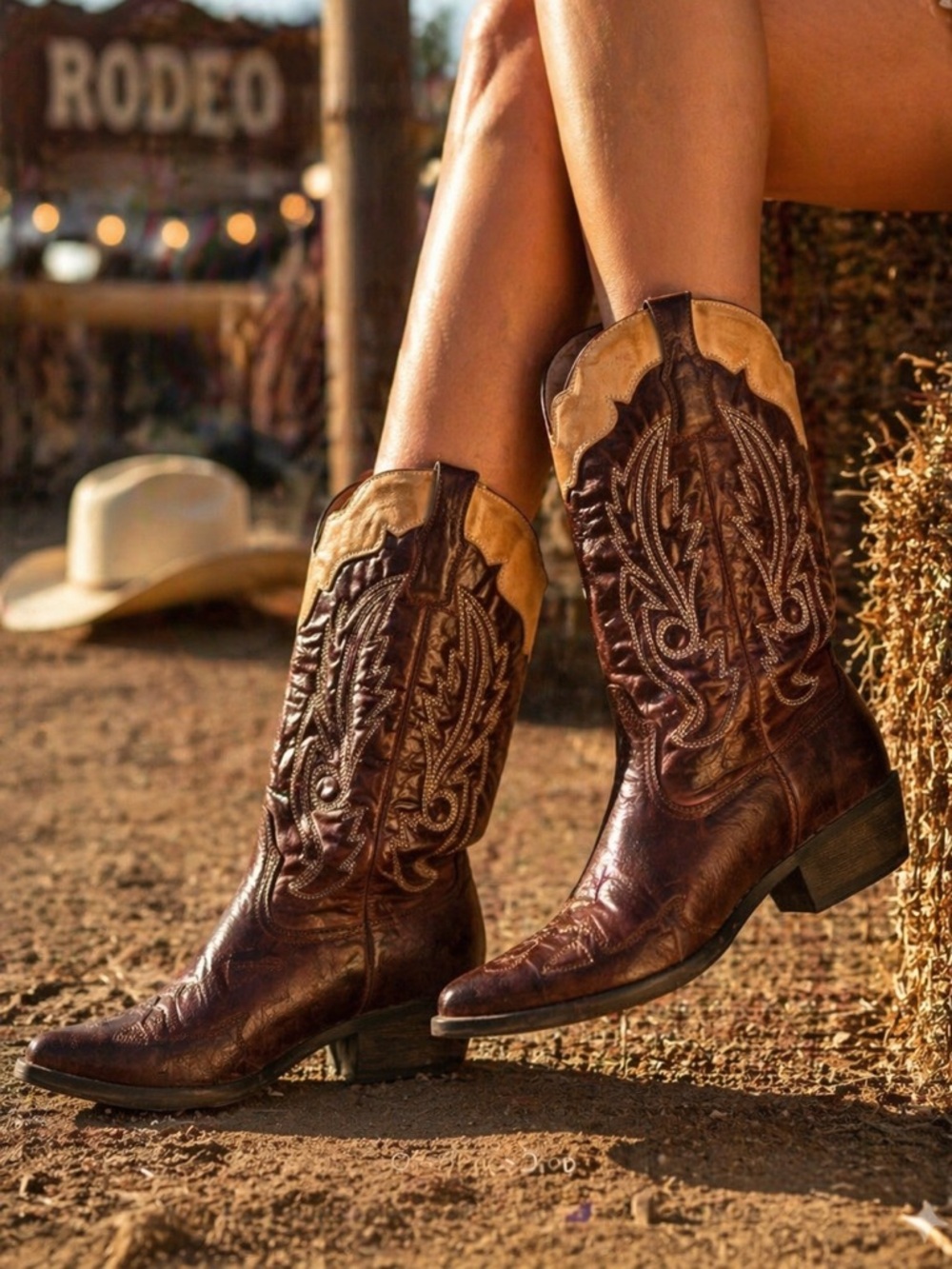 Coconuts by Matisse Boots Brown Two Tone Western Cowgirl Festival Womens 8.5 M